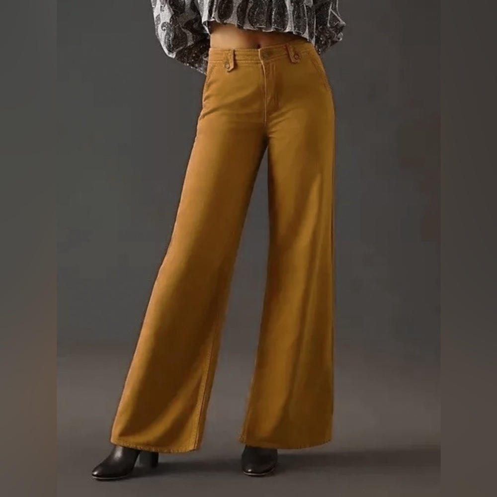NWT • Anthropologie Pilcro Mustard Yellow Wide Leg Pants